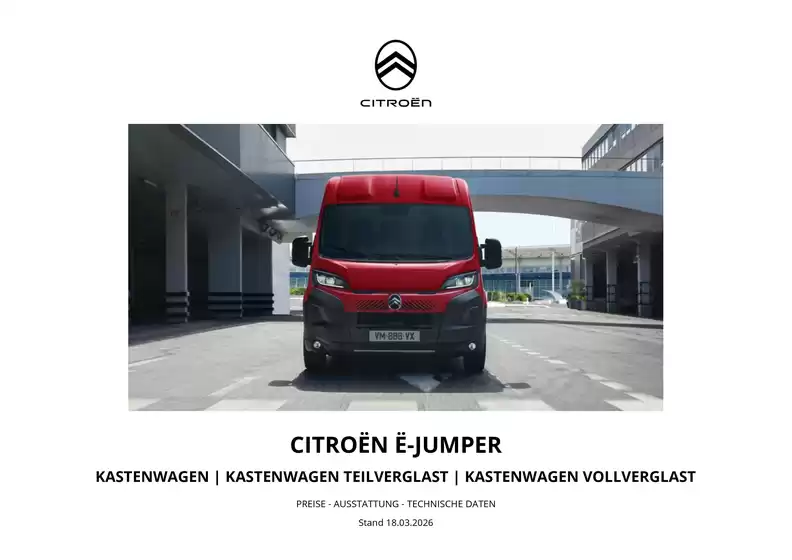 Citroën Katalog in Brunsbüttel | Preisliste Citroen e Jumper Kastenwagen 18.03.2026 | 2026-01-01T00:00:00.000Z - 2026-12-31T00:00:00.000Z