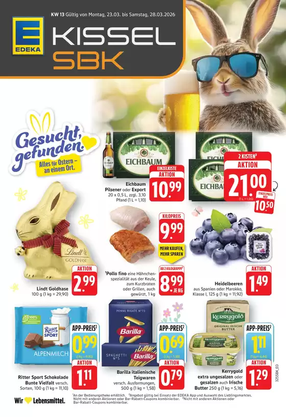 Edeka Kissel SBK Katalog in Schmölln | Unsere besten Angebote für Sie | 2026-03-23T00:00:00.000Z - 2026-03-28T00:00:00.000Z