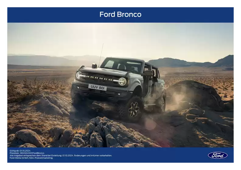 Ford Katalog in Kempen | Preisliste des Ford Bronco. | 2026-03-25T00:00:00.000Z - 2026-04-08T00:00:00.000Z