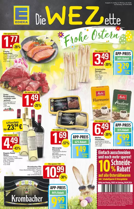 wez Katalog in Kaarst | Top-Deals und Rabatte - Frohe Ostern | 2026-03-30T00:00:00.000Z - 2026-04-04T00:00:00.000Z