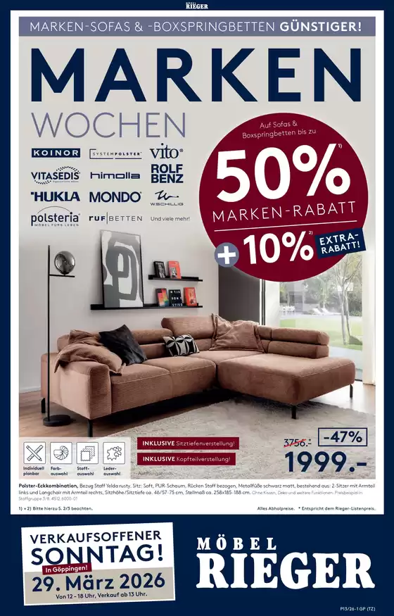 Möbel Rieger Katalog in Friedrichshafen | Unsere besten Schnäppchen | 2026-03-29T00:00:00.000Z - 2026-03-29T00:00:00.000Z
