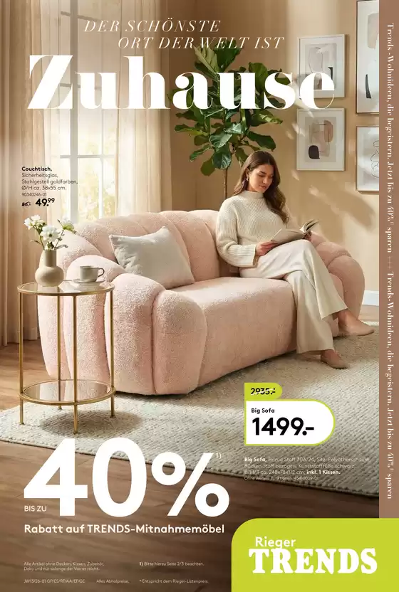 Möbel Rieger Katalog in Friedrichshafen | Exklusive Deals und Schnäppchen | 2026-03-26T00:00:00.000Z - 2026-04-09T00:00:00.000Z