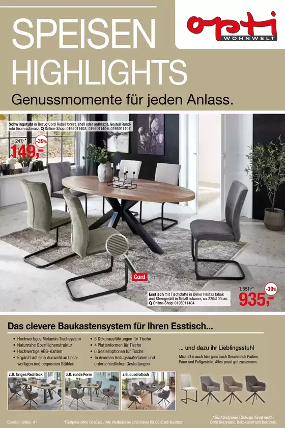 Opti Wohnwelt Katalog | Speisen Highlights | 2026-04-01T00:00:00.000Z - 2026-05-31T00:00:00.000Z