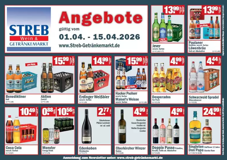 Streb Getränkemärkte Katalog in Eckernförde | Angebote - | 2026-04-02T00:00:00.000Z - 2026-04-15T00:00:00.000Z