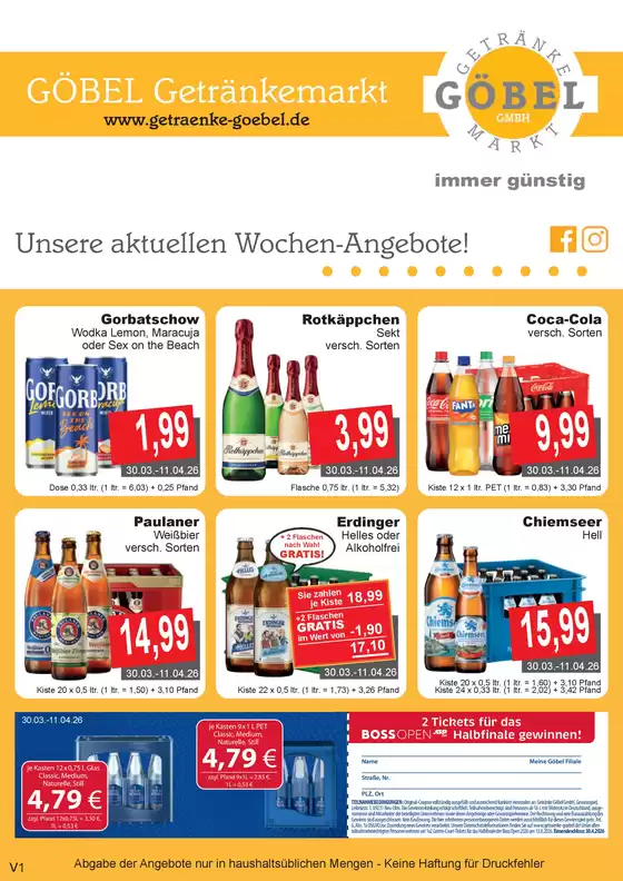 Getränke Göbel Katalog in Eckernförde | Getränke Göbel flugblatt | 2026-03-30T00:00:00.000Z - 2026-04-11T00:00:00.000Z