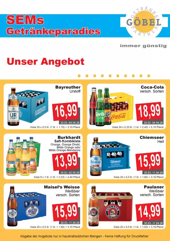 Getränke Göbel Katalog in Eckernförde | Neue Angebote zum Entdecken | 2026-03-30T00:00:00.000Z - 2026-05-02T00:00:00.000Z