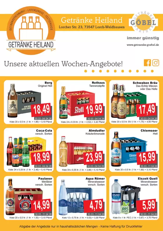 Getränke Göbel Katalog in Eckernförde | Top-Deals für alle Kunden | 2026-03-30T00:00:00.000Z - 2026-04-11T00:00:00.000Z