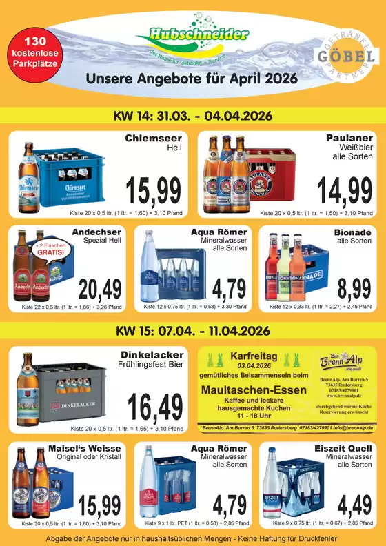 Getränke Göbel Katalog in Eckernförde | Tolles Angebot für alle Kunden | 2026-03-31T00:00:00.000Z - 2026-04-11T00:00:00.000Z