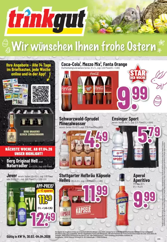 trinkgut Katalog in Mannheim | Aktuelle Schnäppchen und Angebote | 2026-03-30T00:00:00.000Z - 2026-04-04T00:00:00.000Z