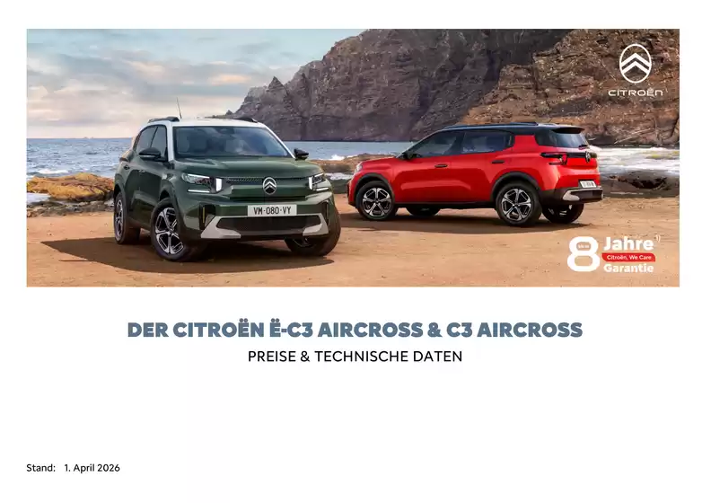 Citroën Katalog in Twistetal | Preisliste C3Aircross 01.04.2026 1 | 2026-04-03T00:00:00.000Z - 2027-04-03T00:00:00.000Z