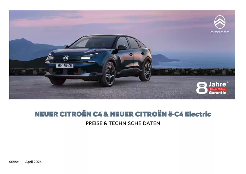 Citroën Katalog in Twistetal | Kundenpreisliste C4 01.04.2026 2 | 2026-04-03T00:00:00.000Z - 2027-04-03T00:00:00.000Z