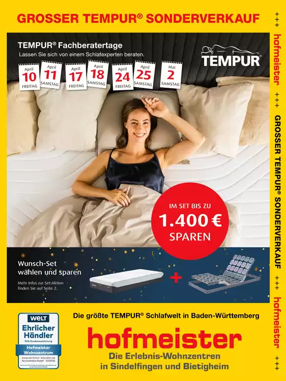 Hofmeister Katalog in Magdeburg | Tempur Highlights | 2026-04-10T00:00:00.000Z - 2026-05-02T00:00:00.000Z