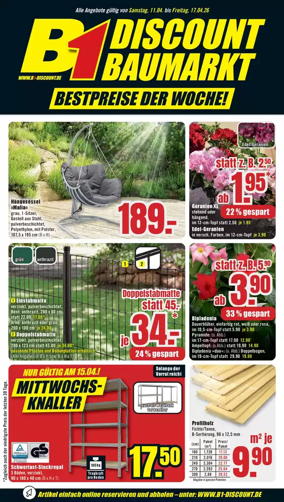B1 Discount Baumarkt Katalog | B1 Discount Baumarkt flugblatt | 2026-04-11T00:00:00.000Z - 2026-04-17T00:00:00.000Z
