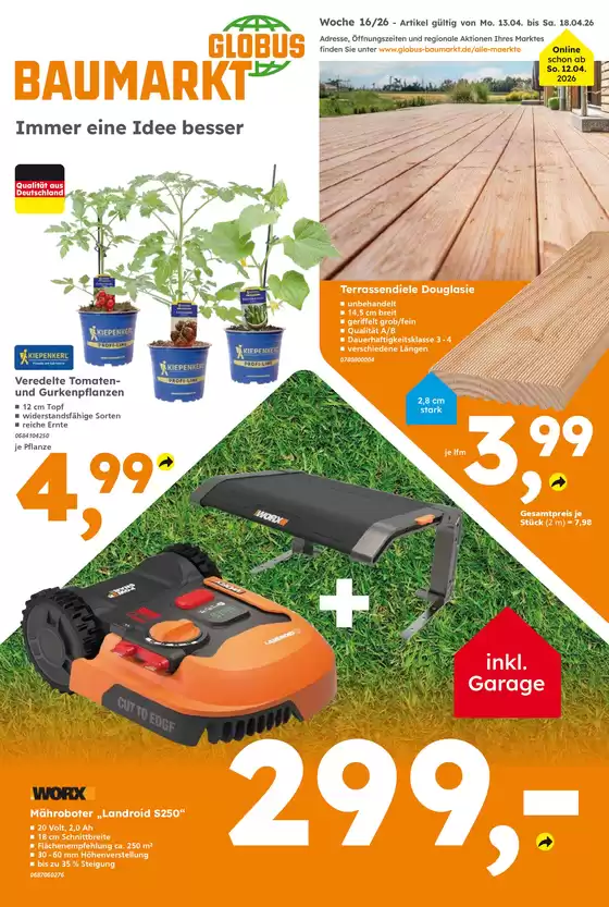 Globus Baumarkt Katalog in Filderstadt | Globus Baumarkt prospekt | 2026-04-14T00:00:00.000Z - 2026-04-18T00:00:00.000Z
