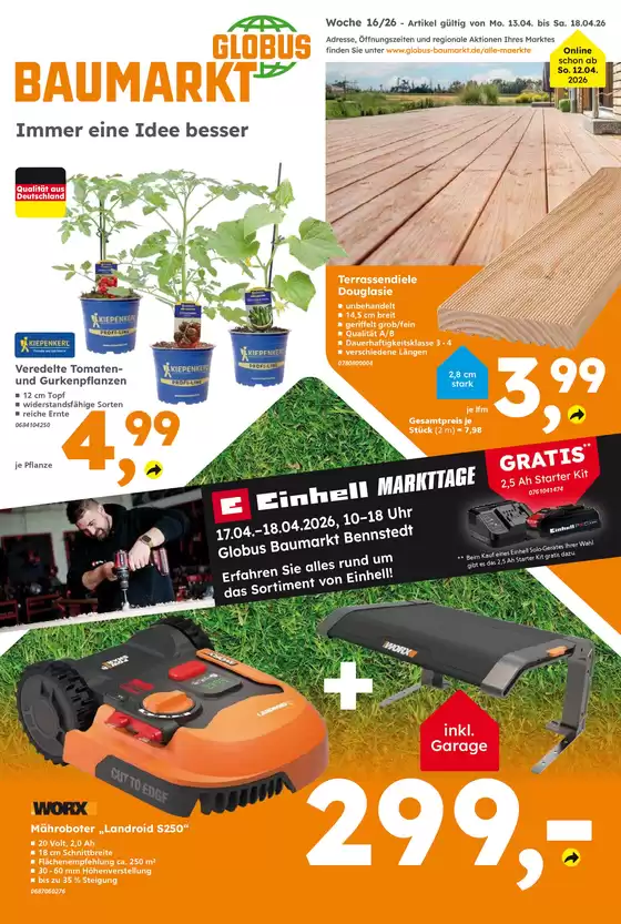 Globus Baumarkt Katalog in Filderstadt | Exklusive Deals für unsere Kunden | 2026-04-14T00:00:00.000Z - 2026-04-18T00:00:00.000Z