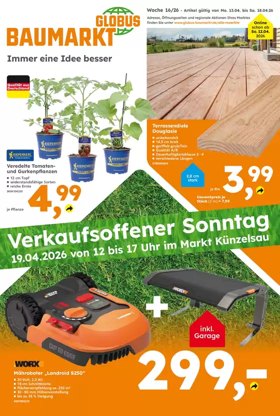 Globus Baumarkt Katalog in Filderstadt | Rabatte und Aktionen | 2026-04-14T00:00:00.000Z - 2026-04-19T00:00:00.000Z