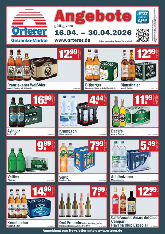 Orterer Getränkemarkt Katalog in Barnstorf (Flecken) | Angebote/ | 2026-04-20T00:00:00.000Z - 2026-04-30T00:00:00.000Z