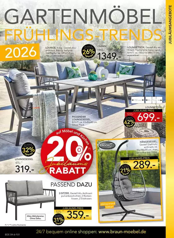 Möbel Braun Katalog in Wedel | GARTENMÖBEL FRÜHLINGS-TRENDS | 2026-04-29T00:00:00.000Z - 2026-05-02T00:00:00.000Z