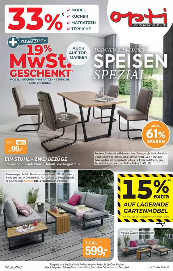 Opti Wohnwelt Katalog | DRINNEN & DRAUSSEN Speisen Spezial | 2026-04-29T00:00:00.000Z - 2026-05-23T00:00:00.000Z