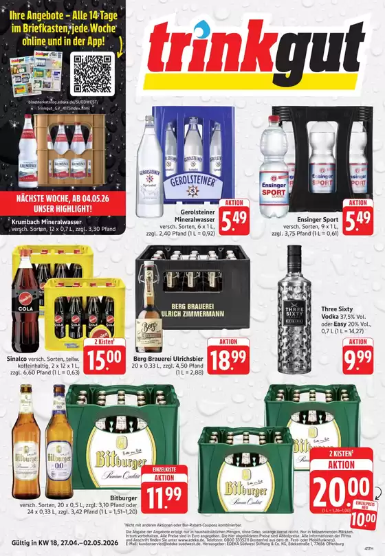 trinkgut Katalog | Tolles Angebot für alle Kunden | 2026-04-27T00:00:00.000Z - 2026-05-02T00:00:00.000Z