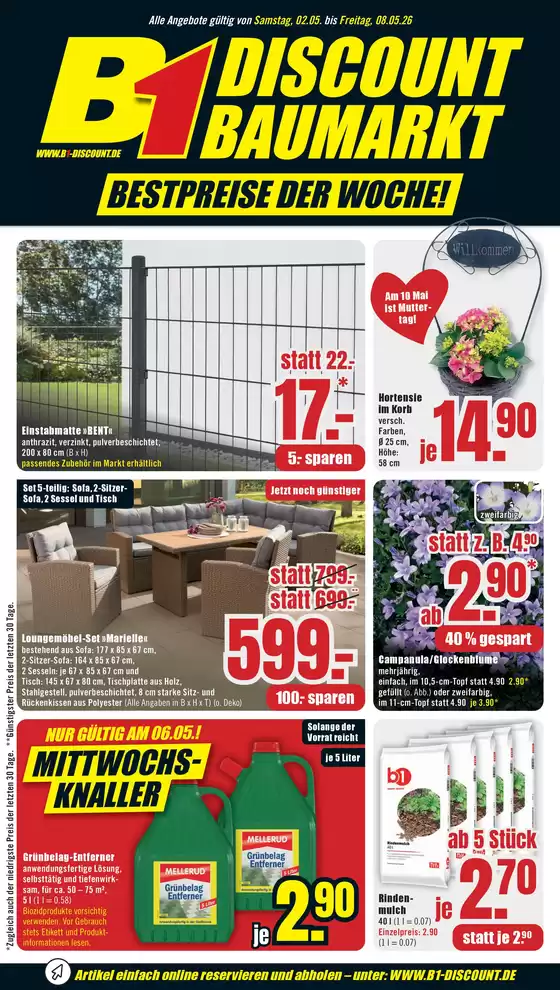 B1 Discount Baumarkt Katalog | B1 Discount Baumarkt flugblatt | 2026-05-02T00:00:00.000Z - 2026-05-08T00:00:00.000Z