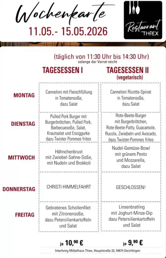 Thiex Katalog | Wochenkarte!  | 2026-05-13T00:00:00.000Z - 2026-05-15T00:00:00.000Z
