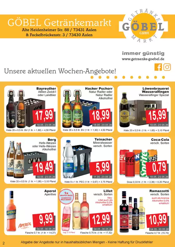 Getränke Göbel Katalog | Getränke Göbel flugblatt | 2026-05-04T00:00:00.000Z - 2026-05-30T00:00:00.000Z
