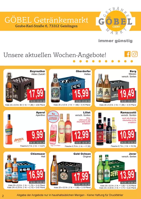 Getränke Göbel Katalog | Neue Angebote zum Entdecken | 2026-05-04T00:00:00.000Z - 2026-05-30T00:00:00.000Z