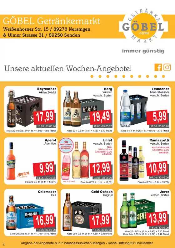 Getränke Göbel Katalog | Aktuelle Schnäppchen und Angebote | 2026-04-05T00:00:00.000Z - 2026-05-30T00:00:00.000Z