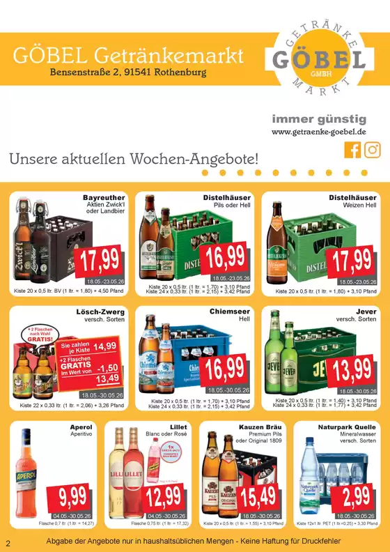 Getränke Göbel Katalog | Top-Angebote für alle Schnäppchenjäger | 2026-05-04T00:00:00.000Z - 2026-05-30T00:00:00.000Z