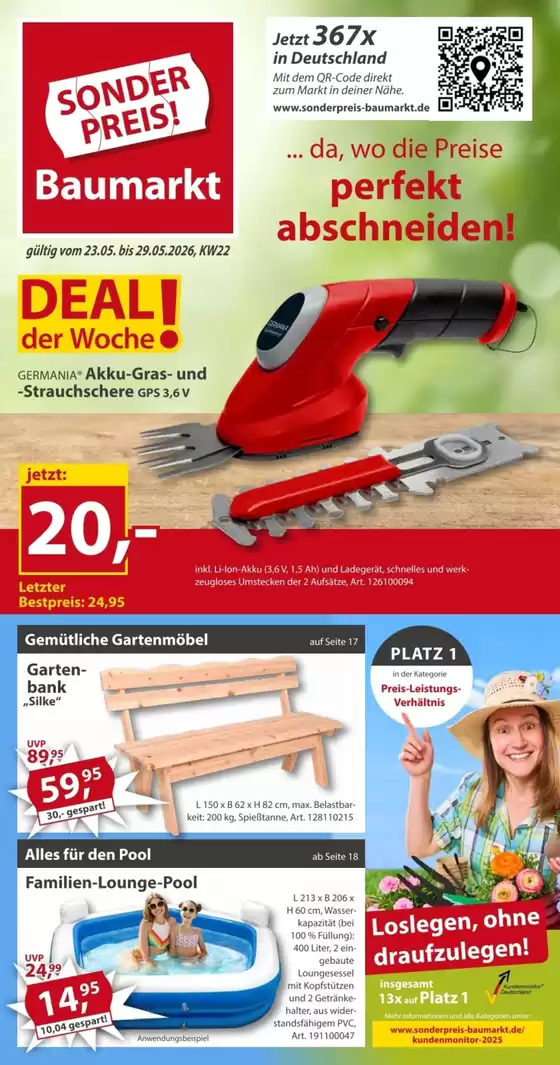 Sonderpreis Baumarkt Katalog | Top-Deals und Rabatte | 2026-05-23T00:00:00.000Z - 2026-05-29T00:00:00.000Z