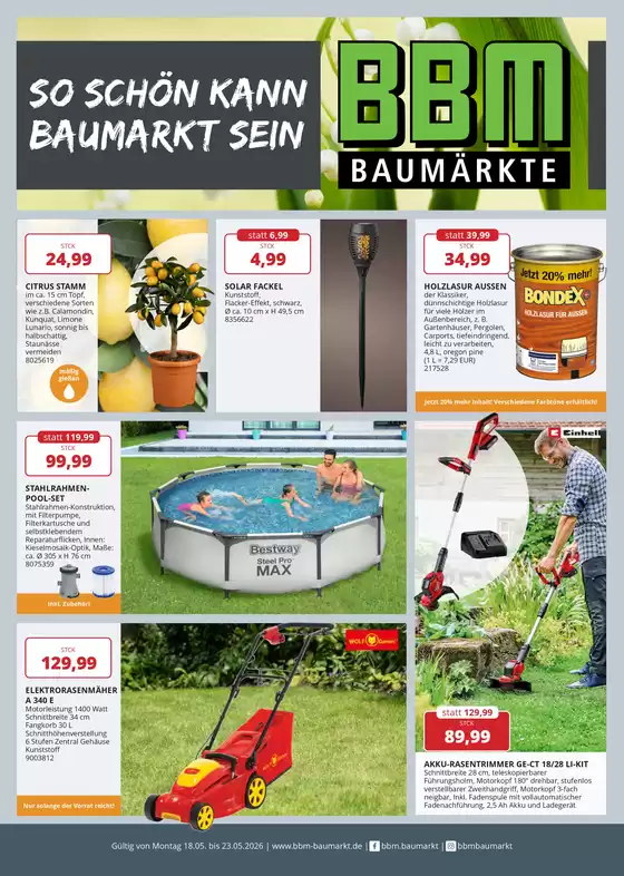 BBM Baumarkt Katalog in Sankt Margarethen | So Schon Kann Baumarkt Sein* | 2026-05-18T00:00:00.000Z - 2026-05-23T00:00:00.000Z
