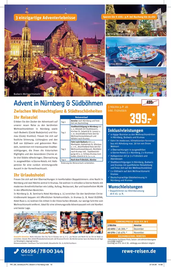 Netto Reisen Katalog | REWE Reisen Prospekt 2026 05 Busreise Advent | 2026-11-01T00:00:00.000Z - 2026-12-31T00:00:00.000Z