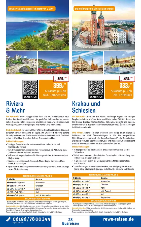 Netto Reisen Katalog | REWE Reisen Prospekt 2026 03 Busreise Riviera Krakau Schlesien | 2026-04-01T00:00:00.000Z - 2026-11-30T00:00:00.000Z