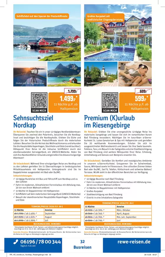 Netto Reisen Katalog in Halle (Saale) | REWE Reisen Prospekt 2026 02 Busreise Nordkap Riesengebirge | 2026-03-01T00:00:00.000Z - 2026-10-31T00:00:00.000Z