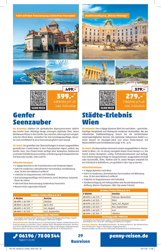 Penny Reisen Katalog in Winningen | PENNY Reisen Prospekt 2026 01 Busreise Wien Genfer Seen | 2026-02-01T00:00:00.000Z - 2026-10-31T00:00:00.000Z