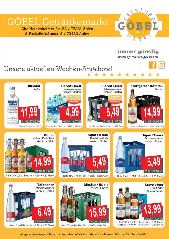 Getränke Göbel Katalog in Breitnau | Getränke Göbel flugblatt | 2026-06-01T00:00:00.000Z - 2026-07-31T00:00:00.000Z