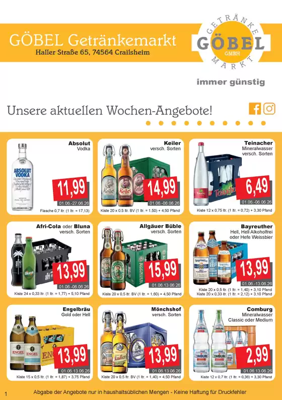 Getränke Göbel Katalog in Breitnau | Top-Deals für alle Kunden | 2026-06-01T00:00:00.000Z - 2026-06-27T00:00:00.000Z