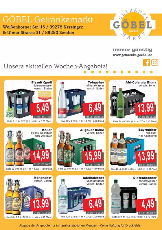Getränke Göbel Katalog in Breitnau | Unsere besten Angebote für Sie | 2026-06-01T00:00:00.000Z - 2026-07-31T00:00:00.000Z