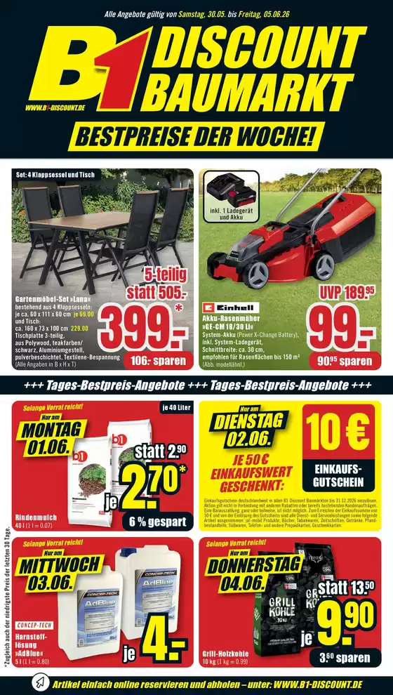 B1 Discount Baumarkt Katalog | B1 Discount Baumarkt flugblatt | 2026-05-30T00:00:00.000Z - 2026-06-05T00:00:00.000Z