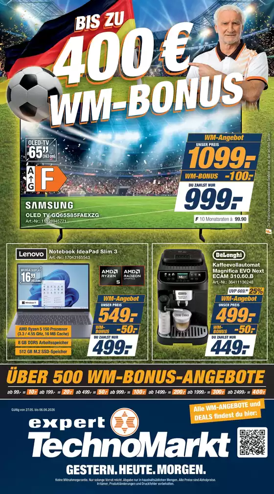Expert Technomarkt Katalog | BIS ZU 400€ WM-BONUS | 2026-06-01T00:00:00.000Z - 2026-06-06T00:00:00.000Z