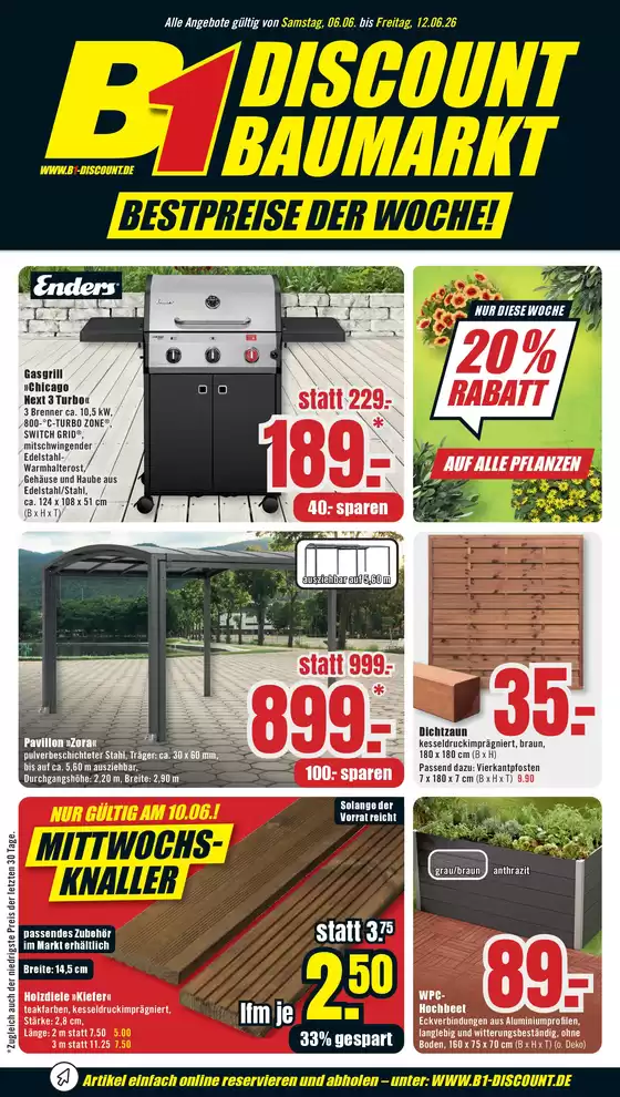 B1 Discount Baumarkt Katalog | B1 Discount Baumarkt flugblatt | 2026-06-06T00:00:00.000Z - 2026-06-12T00:00:00.000Z