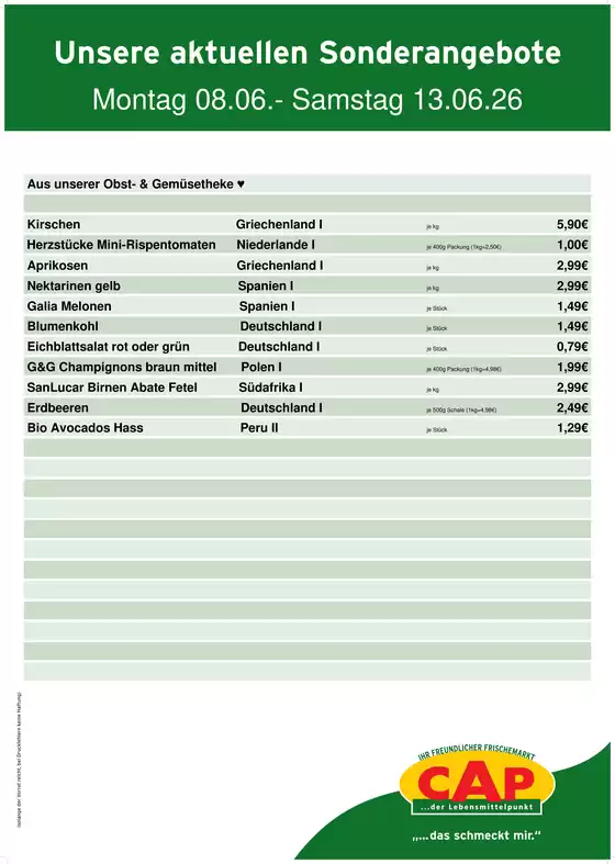 CAP Markt Katalog in Hochdorf-Assenheim | Top-Deals und Rabatte | 2026-06-08T00:00:00.000Z - 2026-06-13T00:00:00.000Z