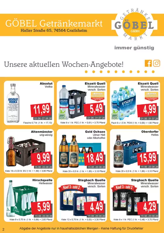 Getränke Göbel Prospekt in Braunfels | Attraktive Sonderangebote für alle | 2026-06-01T00:00:00.000Z - 2026-07-31T00:00:00.000Z