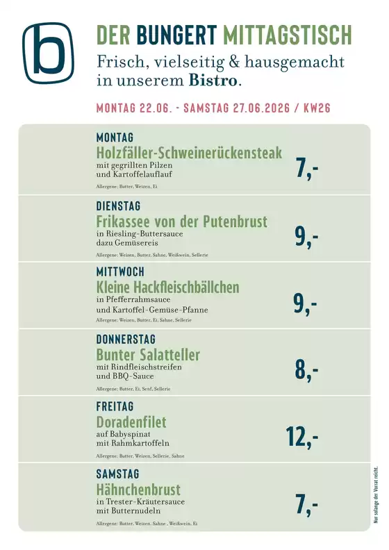 BUNGERT Katalog | BUNGERT Mittagstisch KW26 2026 | 2026-06-22T00:00:00.000Z - 2026-06-27T00:00:00.000Z