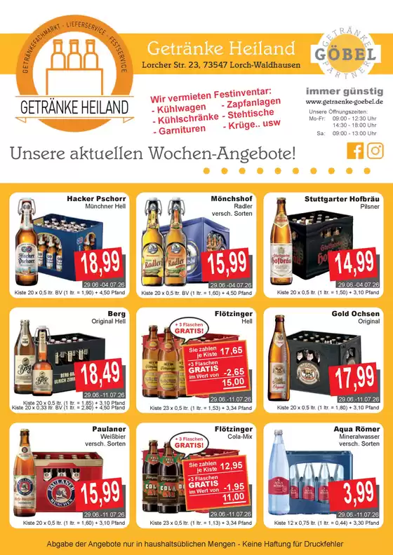 Getränke Göbel Katalog | Exklusive Schnäppchen | 2026-06-29T00:00:00.000Z - 2026-07-11T00:00:00.000Z