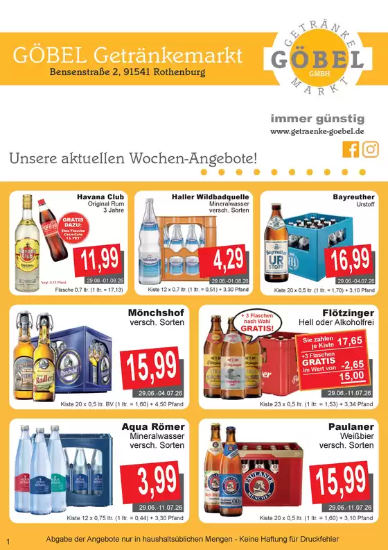 Getränke Göbel Katalog | Angebote für Schnäppchenjäger | 2026-06-29T00:00:00.000Z - 2026-08-01T00:00:00.000Z