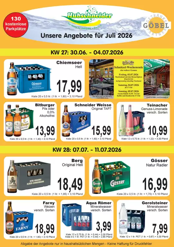 Getränke Göbel Katalog | Top-Deals und Rabatte | 2026-06-30T00:00:00.000Z - 2026-07-11T00:00:00.000Z