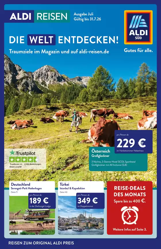 Aldi Süd Reisen Katalog in Friedrichsthal (Regionalverband Saarbrücken) | M 2025 03572 ALDI SUED Reisemagazin Juli 26 WEB | 2026-07-01T00:00:00.000Z - 2026-07-31T00:00:00.000Z