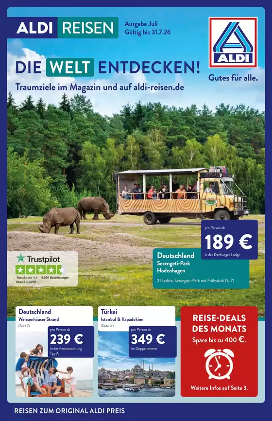 Aldi Nord Reisen Katalog in Friedrichsthal (Regionalverband Saarbrücken) | M 2025 03572 ALDI NORD Reisemagazin Juli 26 WEB | 2026-07-01T00:00:00.000Z - 2026-07-31T00:00:00.000Z
